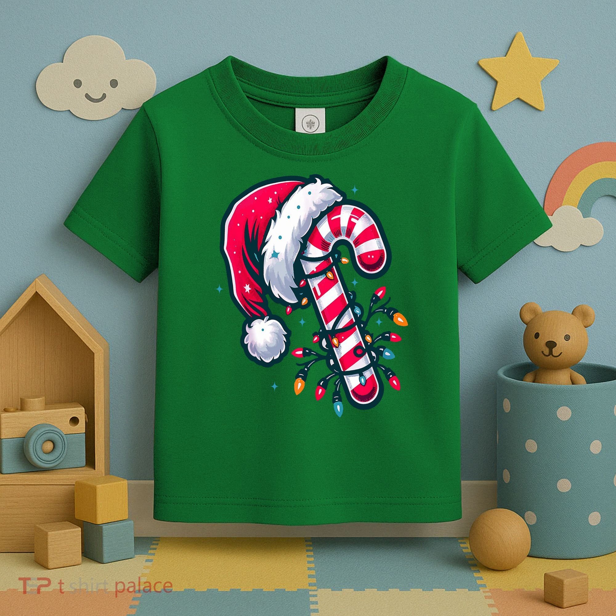 Candy Cane Christmas Lights Holiday Toddler T-Shirt