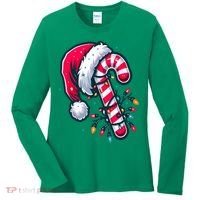Candy Cane Christmas Lights Holiday Women's Long Sleeve Shirt thumb 0