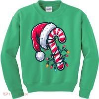 Candy Cane Christmas Lights Holiday Kids Sweatshirt thumb 0