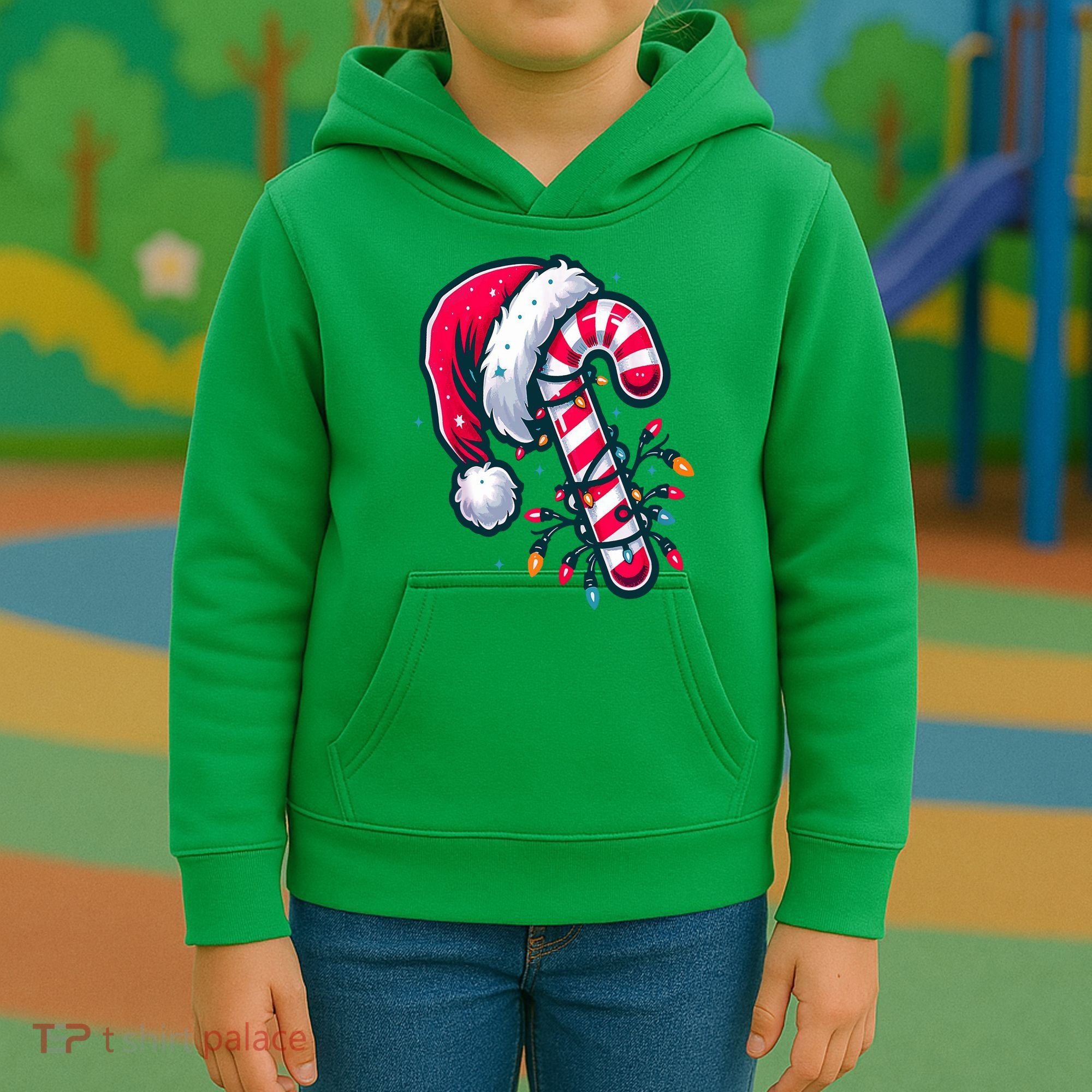 Candy Cane Christmas Lights Holiday Kids Hoodie