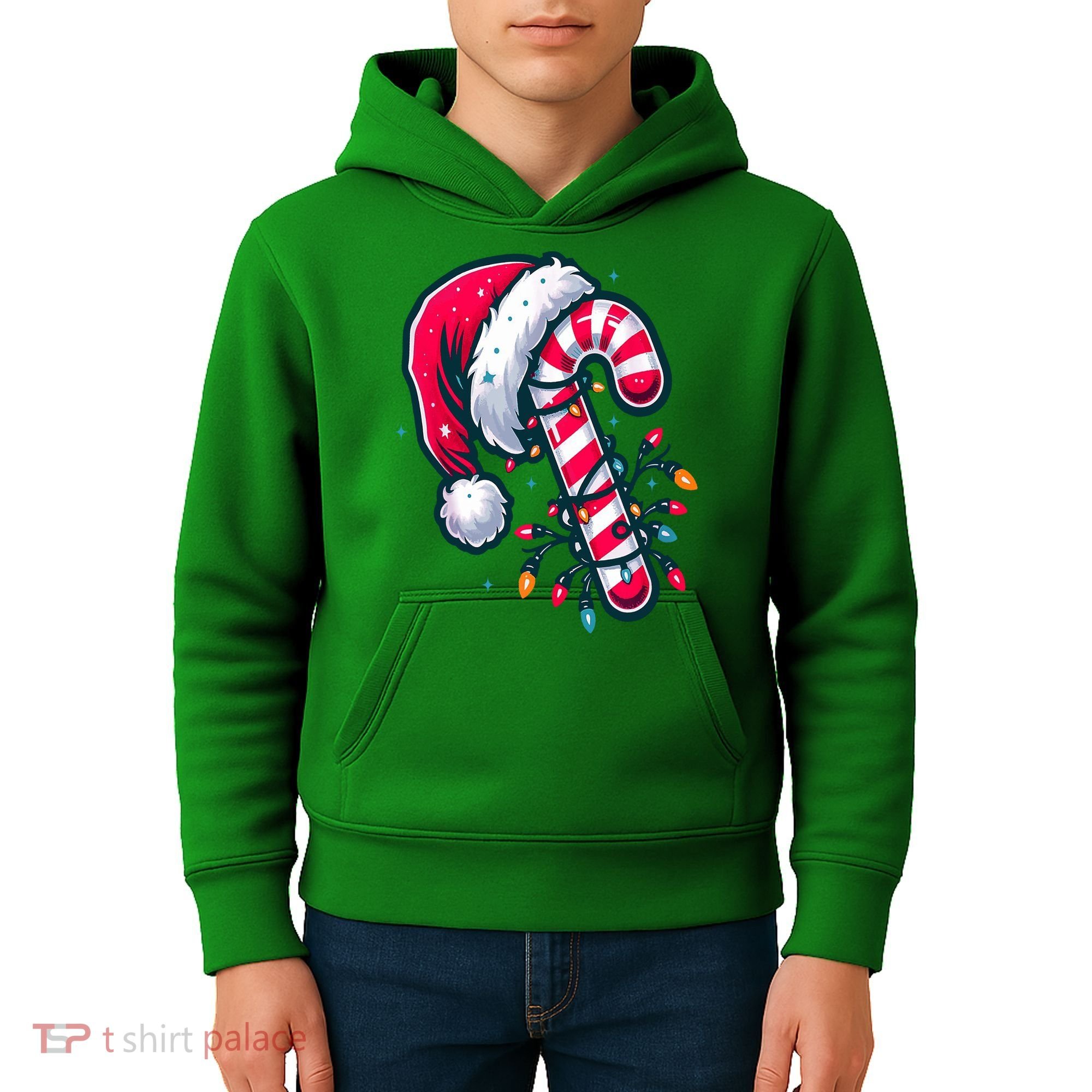 Candy Cane Christmas Lights Holiday Kids Hoodie