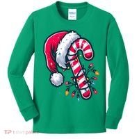 Candy Cane Christmas Lights Holiday Kids Long Sleeve Shirt thumb 0