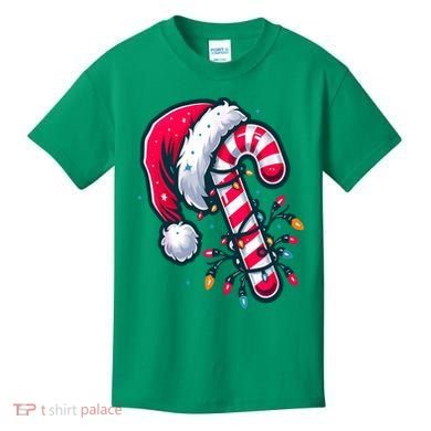 Candy Cane Christmas Lights Holiday Kids T-Shirt