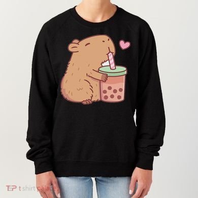 Cute Capybara Drink Boba Tea Capybaras Lover Women's Sweatshirt