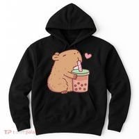 Cute Capybara Drink Boba Tea Capybaras Lover Hoodie thumb 0