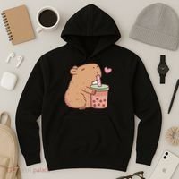 Cute Capybara Drink Boba Tea Capybaras Lover Hoodie thumb 3
