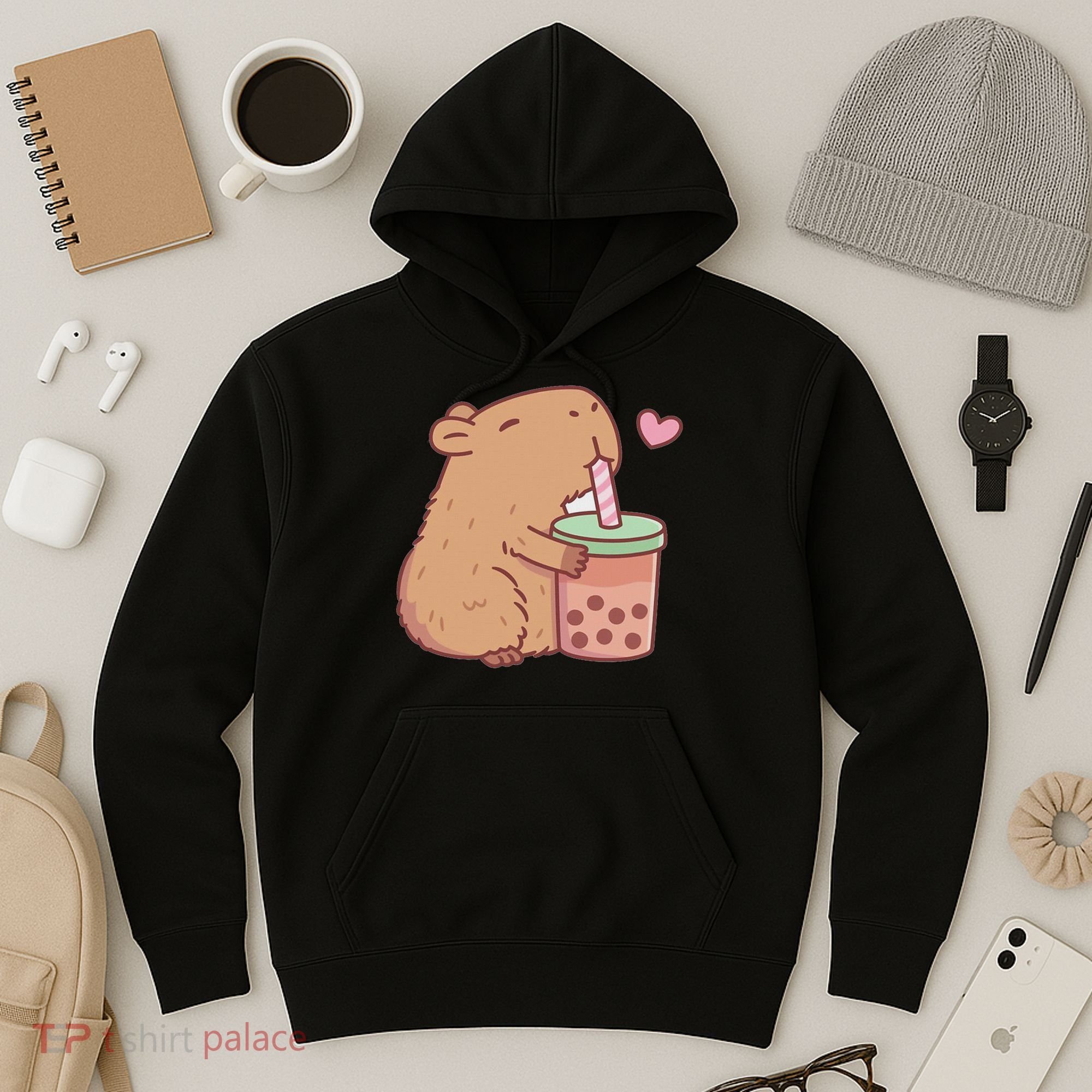 Cute Capybara Drink Boba Tea Capybaras Lover Hoodie