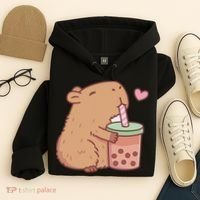 Cute Capybara Drink Boba Tea Capybaras Lover Hoodie thumb 4