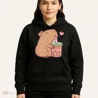 Cute Capybara Drink Boba Tea Capybaras Lover Hoodie thumb 5