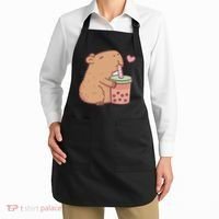 Cute Capybara Drink Boba Tea Capybaras Lover Apron thumb 2