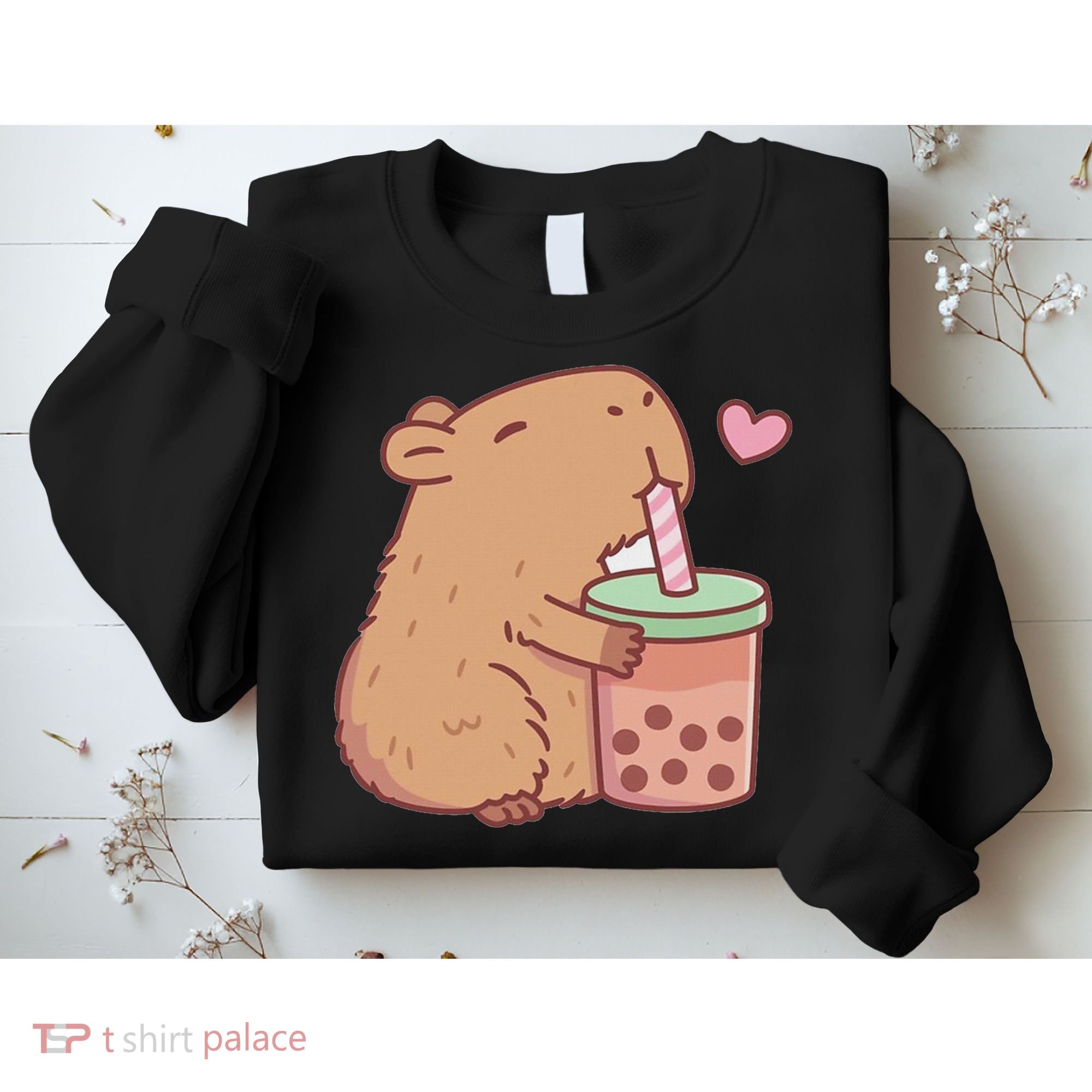 Cute Capybara Drink Boba Tea Capybaras Lover Sweatshirt