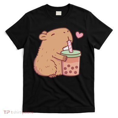 Cute Capybara Drink Boba Tea Capybaras Lover T-Shirt