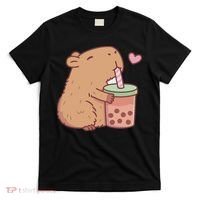Cute Capybara Drink Boba Tea Capybaras Lover T-Shirt thumb 0
