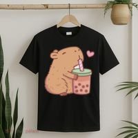 Cute Capybara Drink Boba Tea Capybaras Lover T-Shirt thumb 2