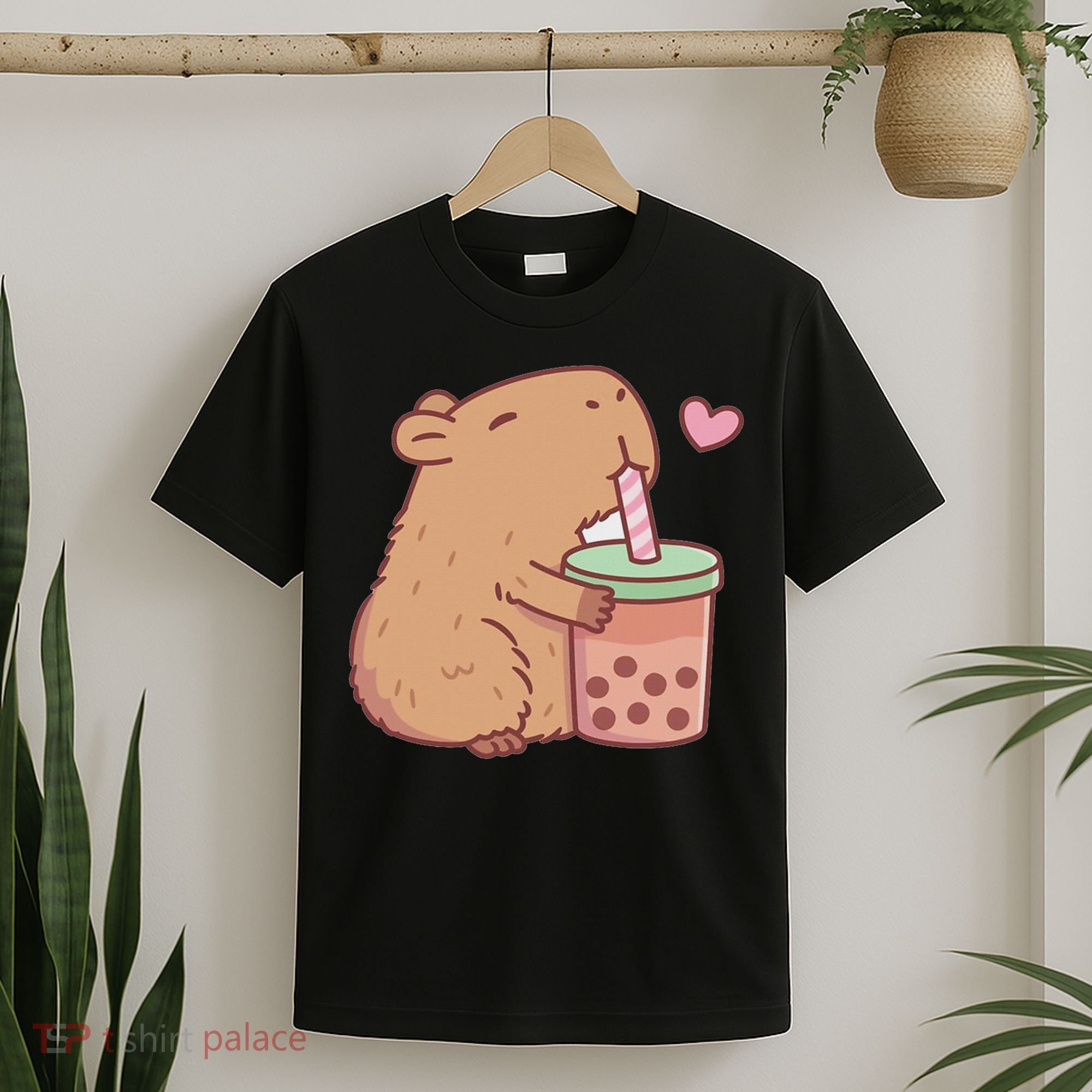 Cute Capybara Drink Boba Tea Capybaras Lover T-Shirt