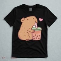 Cute Capybara Drink Boba Tea Capybaras Lover T-Shirt thumb 5