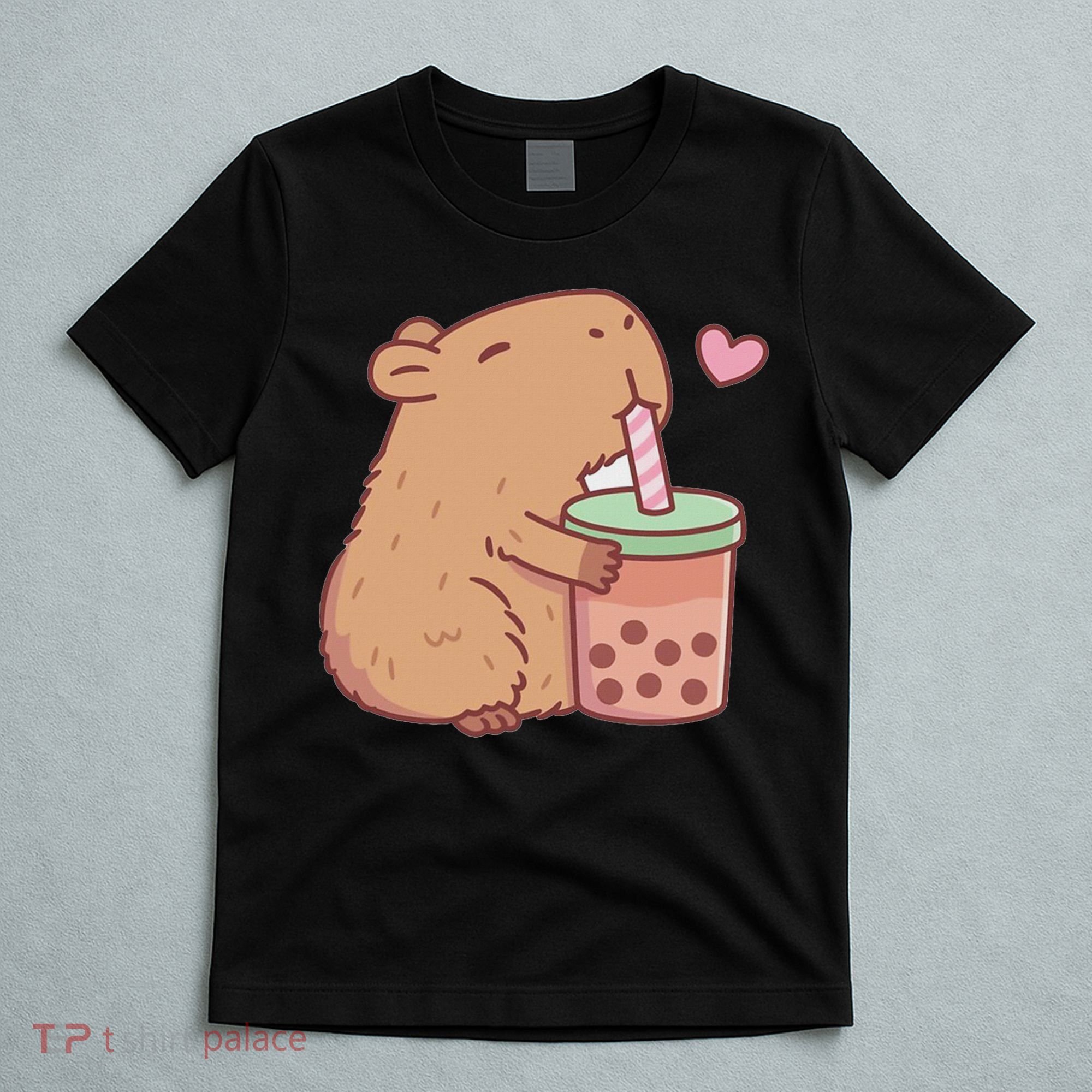 Cute Capybara Drink Boba Tea Capybaras Lover T-Shirt