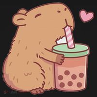 Cute Capybara Drink Boba Tea Capybaras Lover Button thumb 1