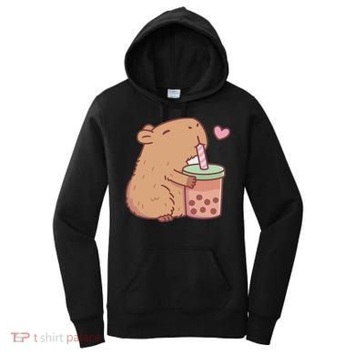 Cute Capybara Drink Boba Tea Capybaras Lover Women's Hoodie