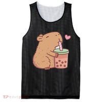 Cute Capybara Drink Boba Tea Capybaras Lover Mesh Reversible Basketball Jersey Tank thumb 0