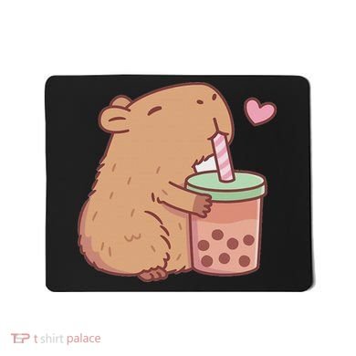 Cute Capybara Drink Boba Tea Capybaras Lover Mousepad