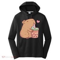 Cute Capybara Drink Boba Tea Capybaras Lover Performance Fleece Hoodie thumb 0