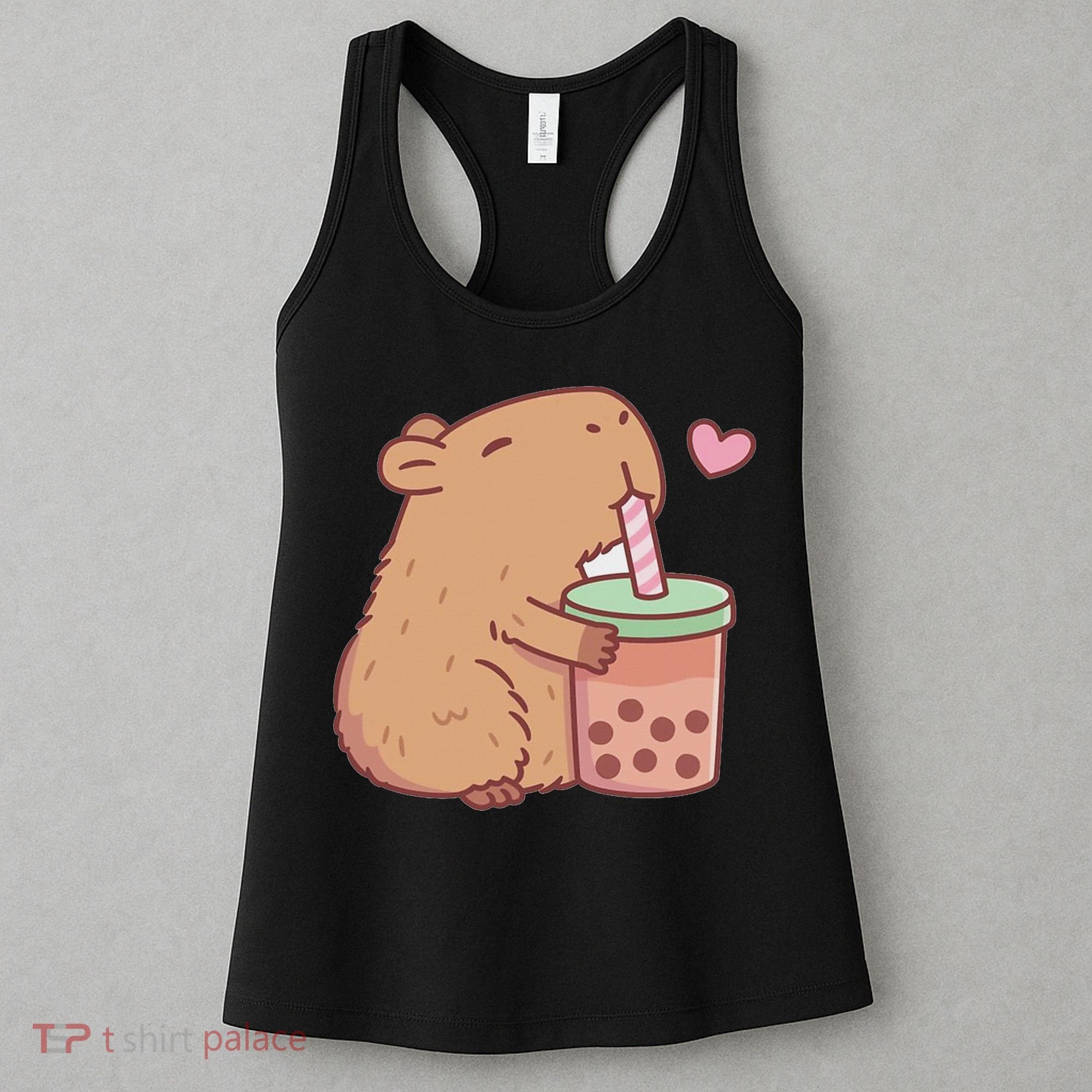 Cute Capybara Drink Boba Tea Capybaras Lover Women's Tank Top