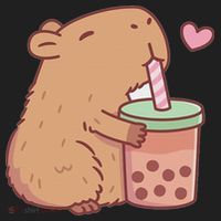 Cute Capybara Drink Boba Tea Capybaras Lover Hat thumb 2