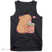 Cute Capybara Drink Boba Tea Capybaras Lover Tank Top thumb 0