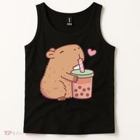 Cute Capybara Drink Boba Tea Capybaras Lover Tank Top thumb 2