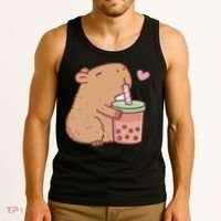 Cute Capybara Drink Boba Tea Capybaras Lover Tank Top thumb 3