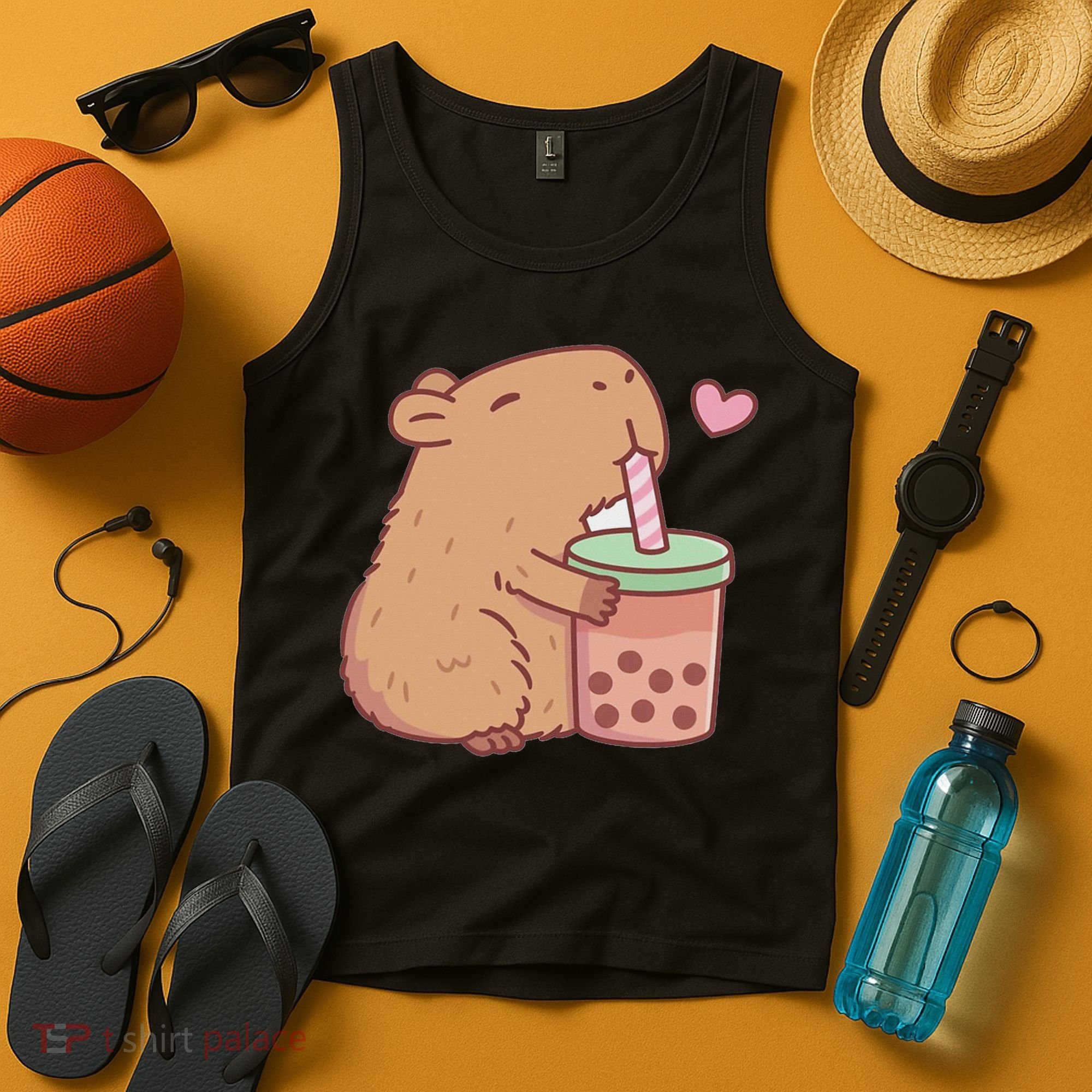 Cute Capybara Drink Boba Tea Capybaras Lover Tank Top