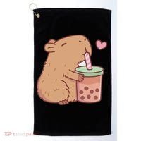 Cute Capybara Drink Boba Tea Capybaras Lover Golf Towel thumb 0