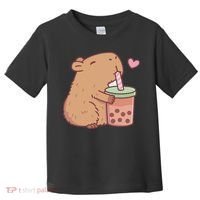 Cute Capybara Drink Boba Tea Capybaras Lover Toddler T-Shirt thumb 0
