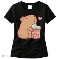 Cute Capybara Drink Boba Tea Capybaras Lover Women's T-Shirt thumb 0