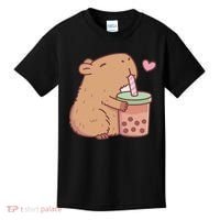 Cute Capybara Drink Boba Tea Capybaras Lover Kids T-Shirt thumb 0