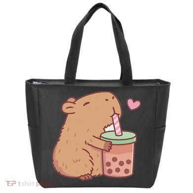 Cute Capybara Drink Boba Tea Capybaras Lover Tote Bag