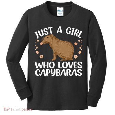 Cool Capybara Design For Women Rodent Animal Capybara Kids Long Sleeve Shirt