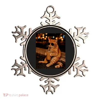 Cool Cat Drinking Iced Coffee with Sunglasses Ornament
