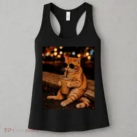 Cool Cat Drinking Iced Coffee with Sunglasses Women's Tank Top thumb 3