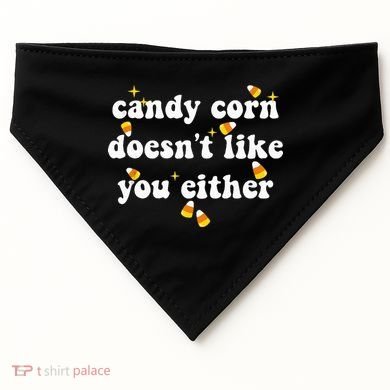CANDY CORN DOESN'T LIKE YOU EITHER Funny Halloween Meme USA-Made Doggie Bandana