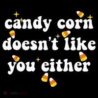 CANDY CORN DOESN'T LIKE YOU EITHER Funny Halloween Meme Baby Bodysuit thumb 2