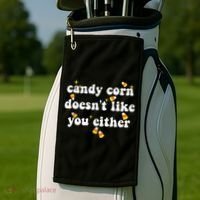 CANDY CORN DOESN'T LIKE YOU EITHER Funny Halloween Meme Golf Towel thumb 2