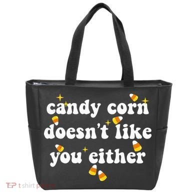 CANDY CORN DOESN'T LIKE YOU EITHER Funny Halloween Meme Tote Bag