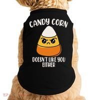Candy Corn Doesnt Like You Either Funny Halloween Doggie Tank thumb 0