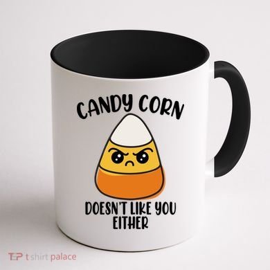 Candy Corn Doesnt Like You Either Funny Halloween Coffee Mug back