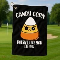 Candy Corn Doesnt Like You Either Funny Halloween Golf Towel thumb 1