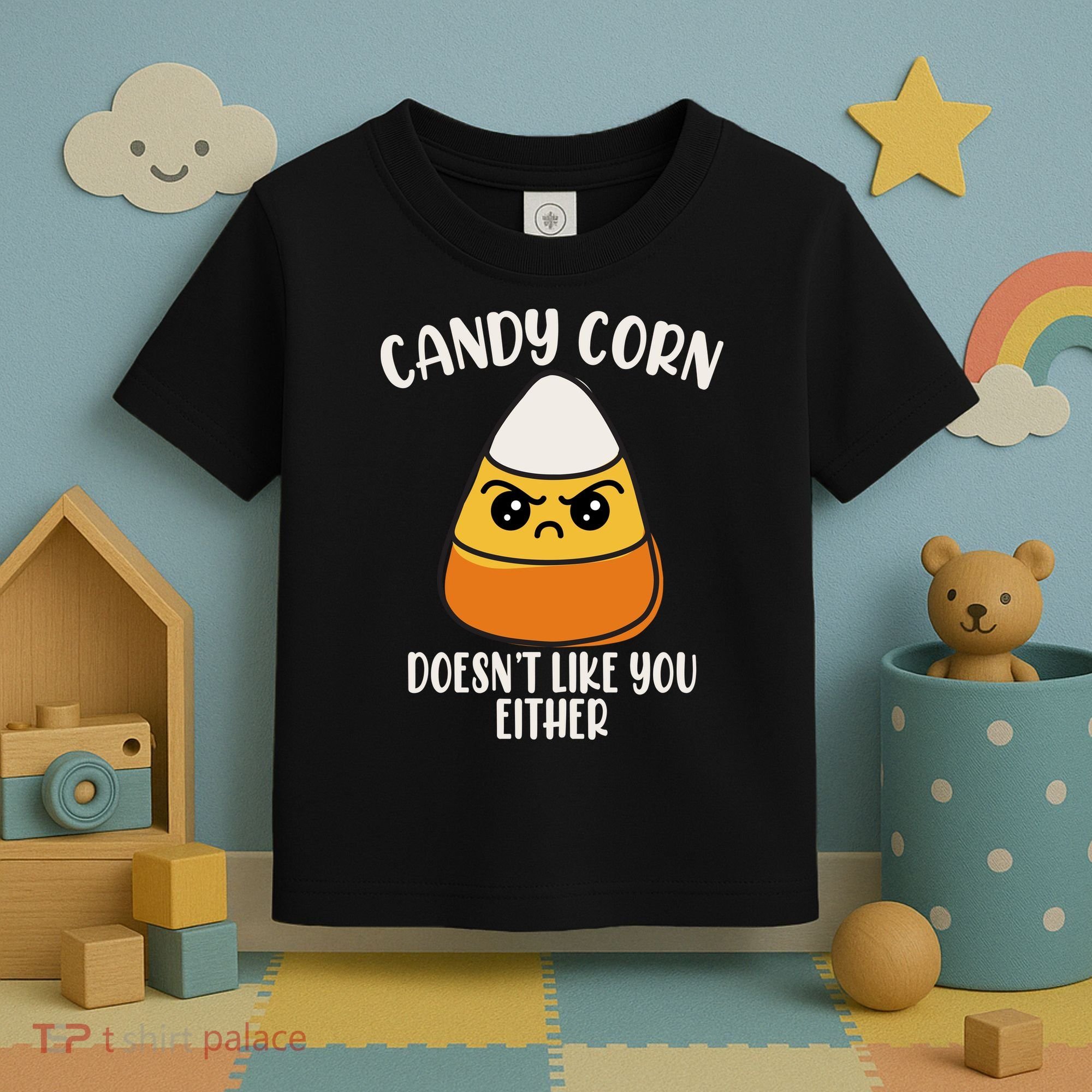 Candy Corn Doesnt Like You Either Funny Halloween Toddler T-Shirt