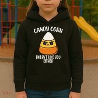 Candy Corn Doesnt Like You Either Funny Halloween Kids Hoodie thumb 3