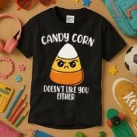 Candy Corn Doesnt Like You Either Funny Halloween Kids T-Shirt thumb 3